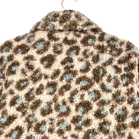Andree By Unit Faux Fur Leopard Print Teddy Cropped Jacket Size Large NWT - Picture 6 of 12